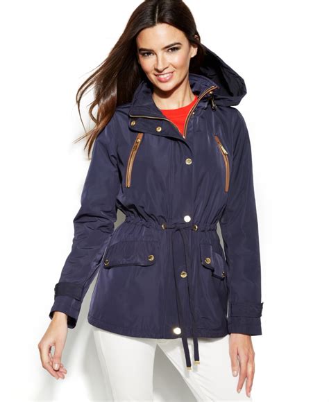 michael kors blue jacket|Michael Kors anorak jacket women.